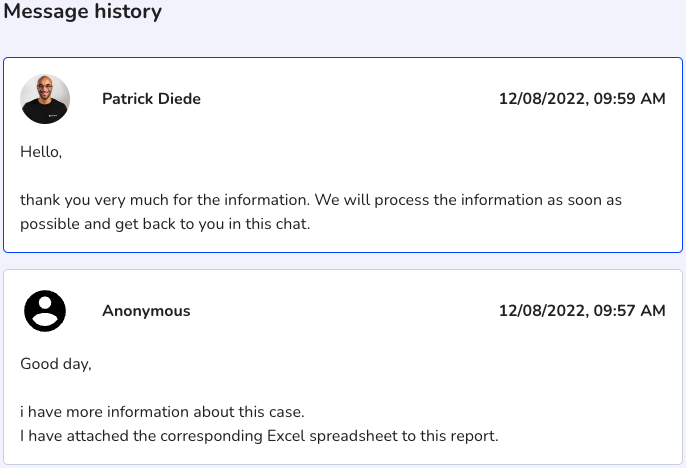 Anonymous dialogue
