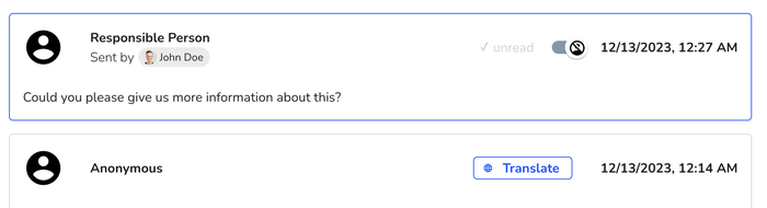 Anonymization of outgoing messages