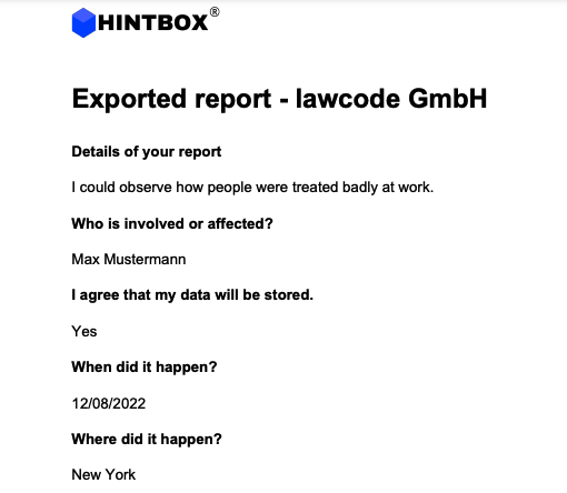 PDF export of the reports