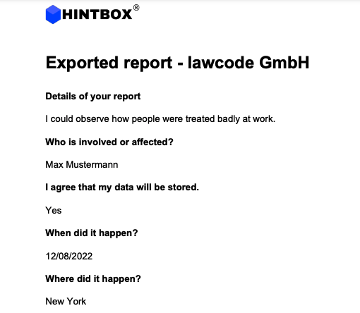  PDF export of the reports